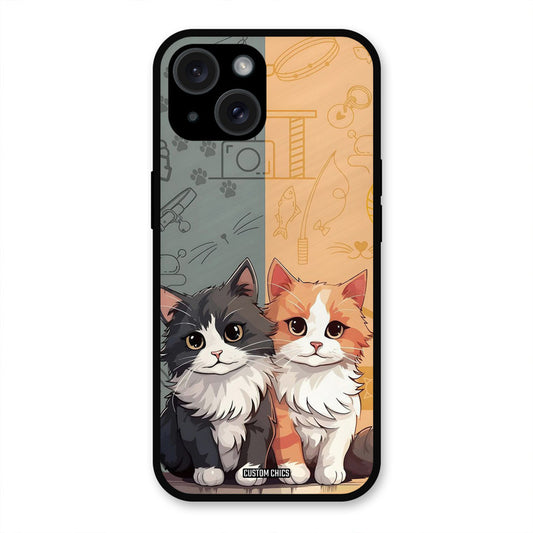 Couple Cat iPhone 15 Plus Mobile Back Cover - Cute PrintShield Case