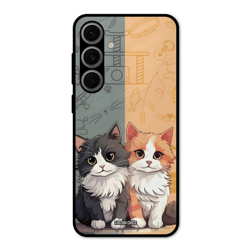 Couple Cat Samsung Galaxy S24 Mobile Back Cover - Cute PrintShield Case