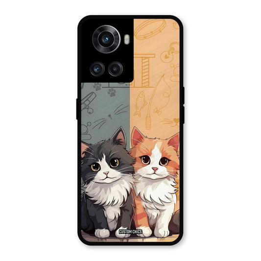 Couple Cat OnePlus 10R Mobile Back Cover - Cute PrintShield Case