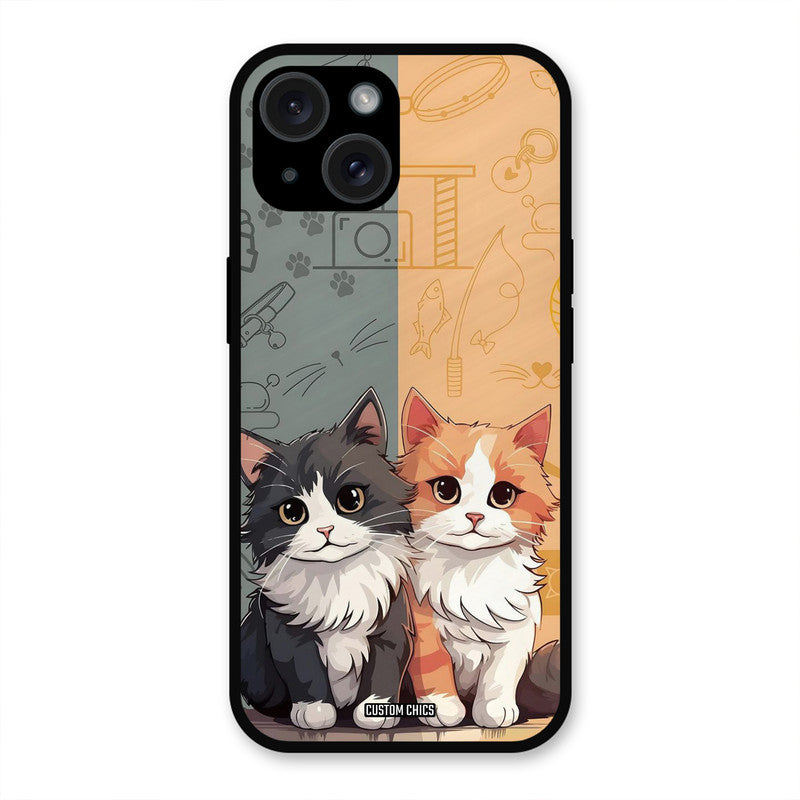 Couple Cat iPhone 15 Mobile Back Cover - Cute PrintShield Case