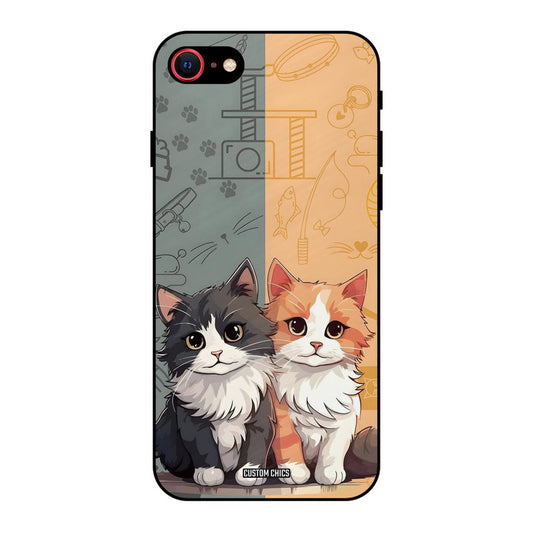 Couple Cat iPhone SE 2020 Mobile Back Cover - Cute PrintShield Case