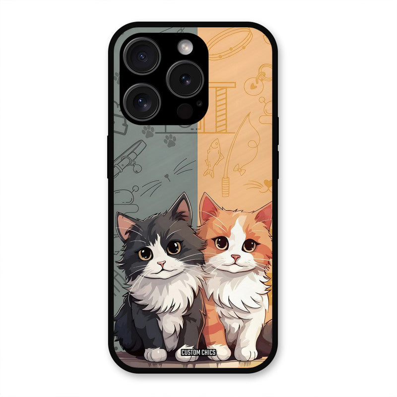 Couple Cat iPhone 15 Pro Max Mobile Back Cover - Cute PrintShield Case