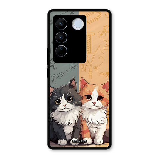 Couple Cat Vivo V27 Pro Mobile Back Cover - Cute PrintShield Case