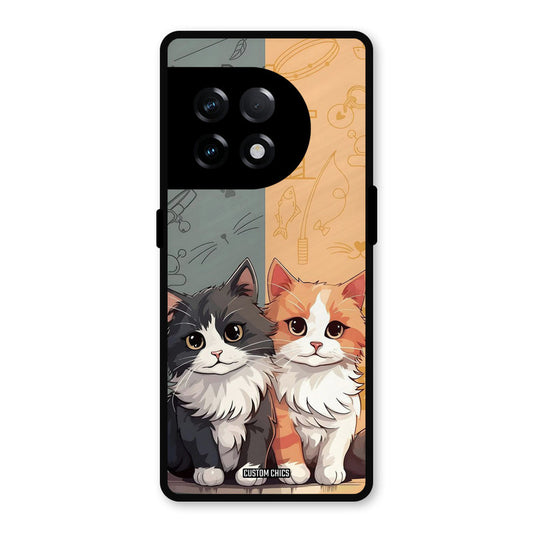 Couple Cat OnePlus 11R Mobile Back Cover - Cute PrintShield Case