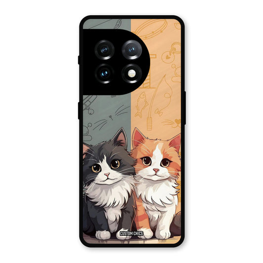 Couple Cat OnePlus 11 Mobile Back Cover - Cute PrintShield Case