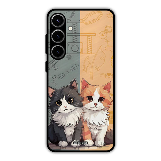 Couple Cat Samsung Galaxy S24 Plus Mobile Back Cover - Cute PrintShield Case