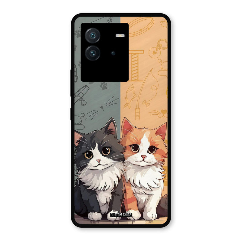 Couple Cat iQoo Neo 6 Mobile Back Cover - Cute PrintShield Case