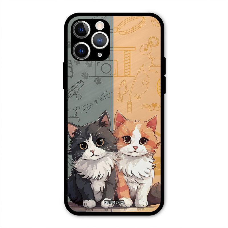 Couple Cat iPhone 11 Pro Max Mobile Back Cover - Cute PrintShield Case
