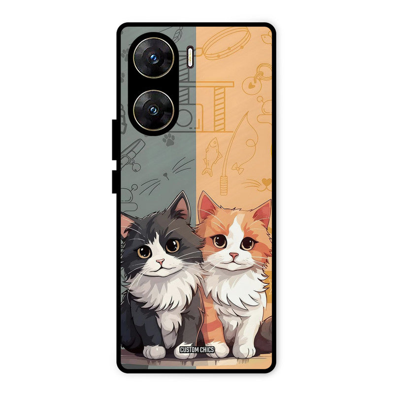 Couple Cat Vivo V29e Mobile Back Cover - Cute PrintShield Case
