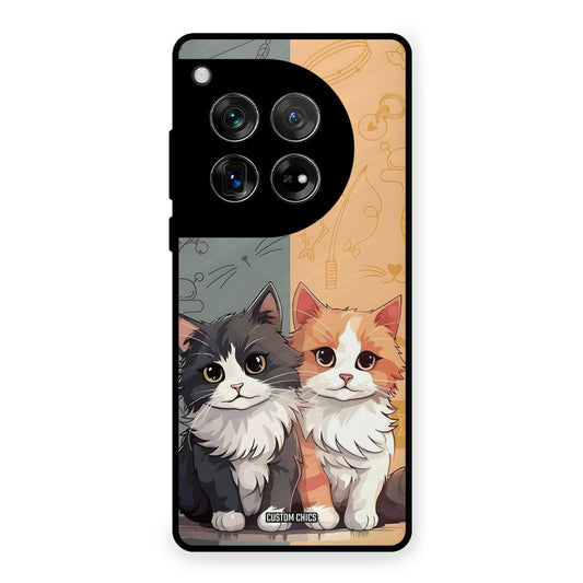 Couple Cat OnePlus 12 Mobile Back Cover - Cute PrintShield Case