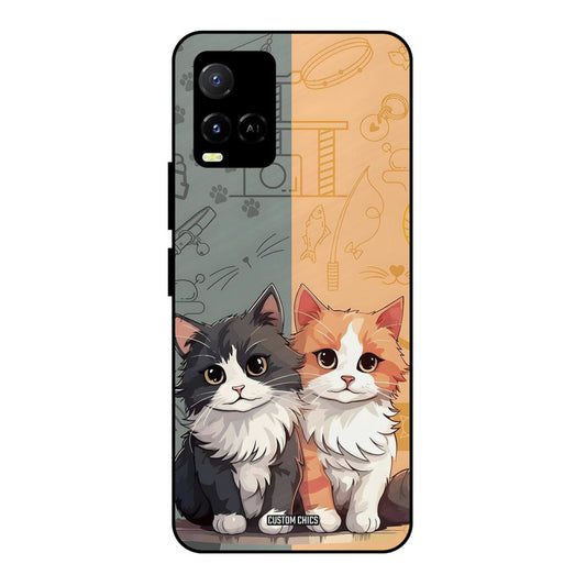 Couple Cat Vivo Y33s Mobile Back Cover - Cute PrintShield Case