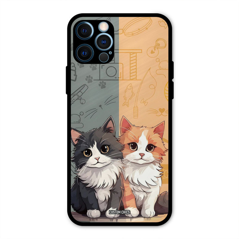 Couple Cat iPhone 12 Pro Max Mobile Back Cover - Cute PrintShield Case