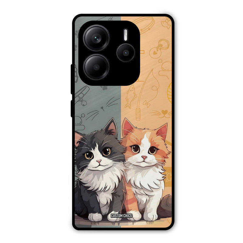 Couple Cat Redmi Note 14 Mobile Back Cover - Cute PrintShield Case