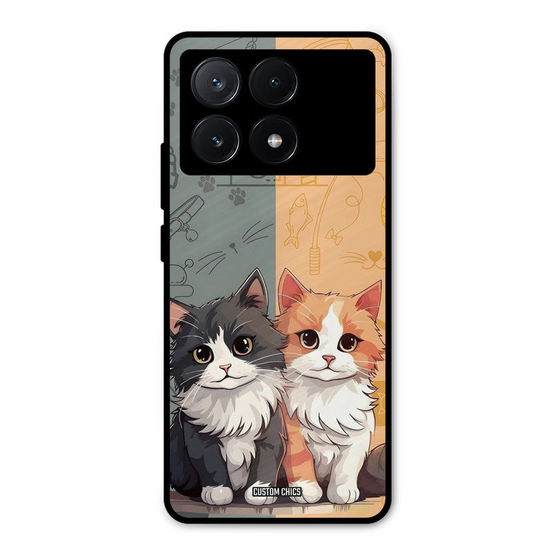 Couple Cat Poco X6 Pro Mobile Back Cover - Cute PrintShield Case