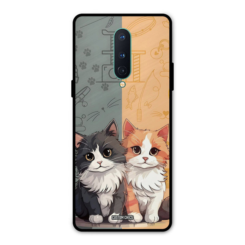 Couple Cat Oneplus 8 Mobile Back Cover - Cute PrintShield Case