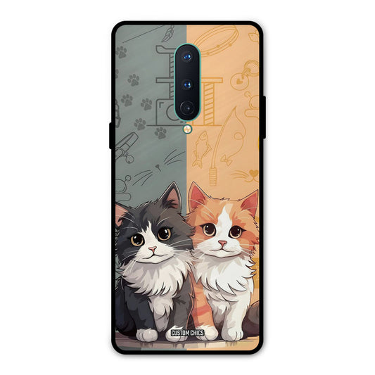 Couple Cat Oneplus 8 Mobile Back Cover - Cute PrintShield Case