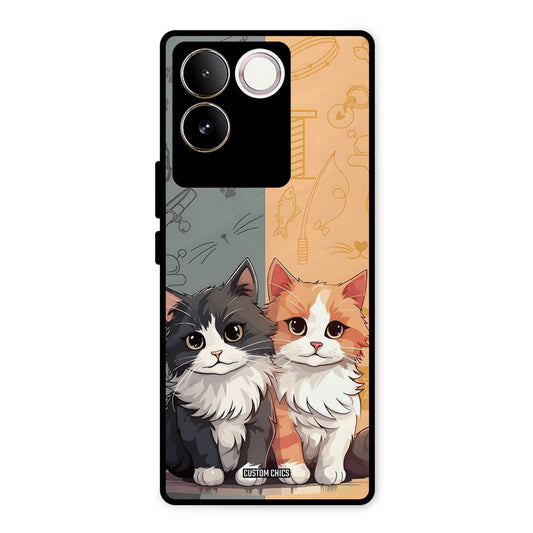 Couple Cat Vivo T2 Pro Mobile Back Cover - Cute PrintShield Case