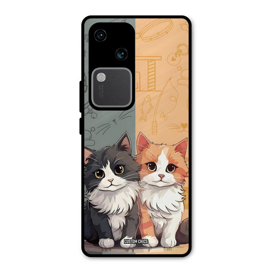 Couple Cat Vivo V30 Mobile Back Cover - Cute PrintShield Case