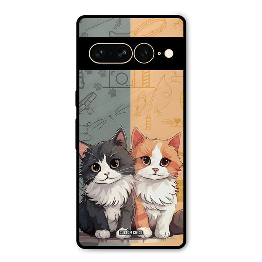 Couple Cat Google Pixel 7 Pro Mobile Back Cover - Cute PrintShield Case
