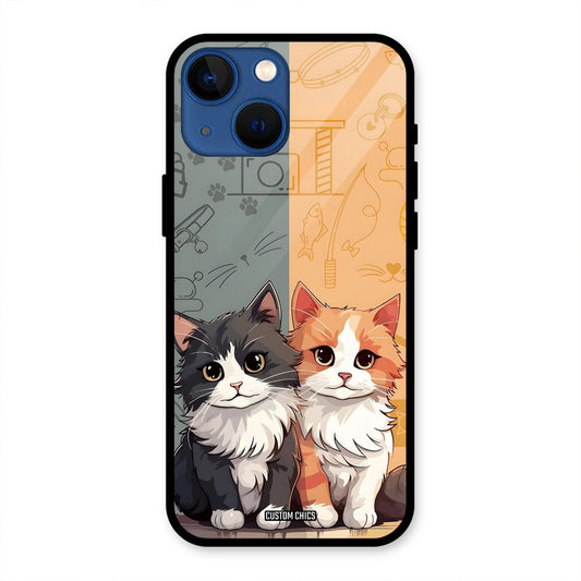 Couple Cat iPhone 13 Mini Mobile Back Cover - Cute PrintShield Case