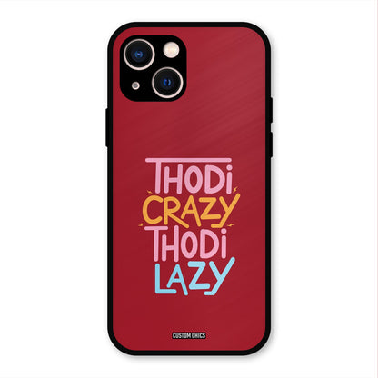 Crazy And Lazy iPhone 13 Mobile Back Cover - Typography PrintShield Case