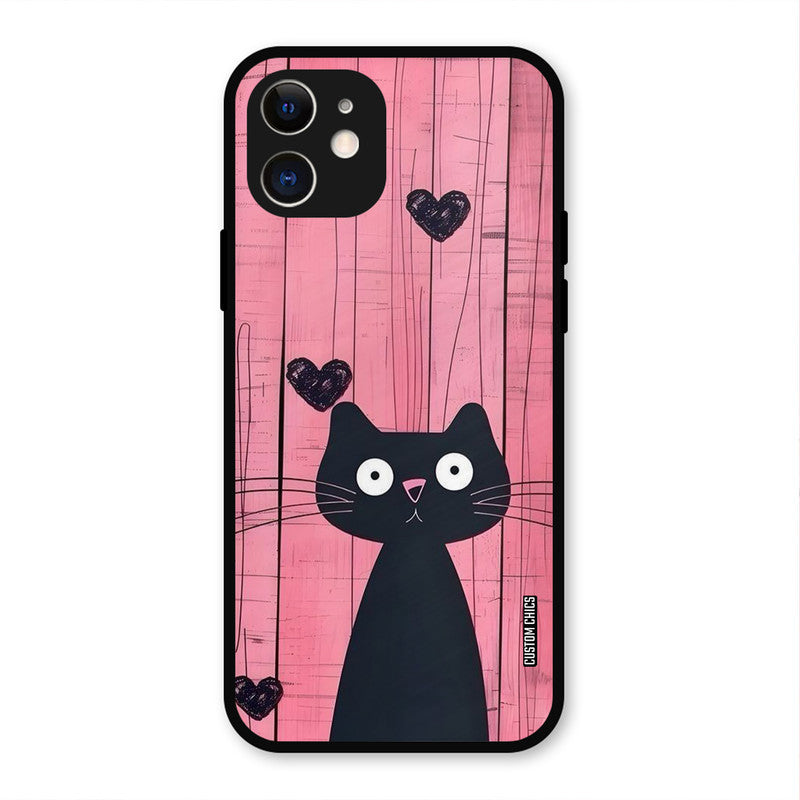 Cute Black Cat iPhone 12 Mobile Back Cover - Cute PrintShield Case