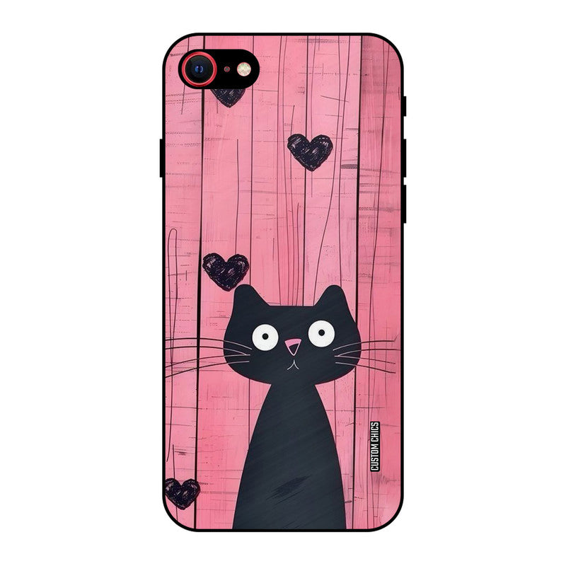 Cute Black Cat iPhone SE 2020 Mobile Back Cover - Cute PrintShield Case