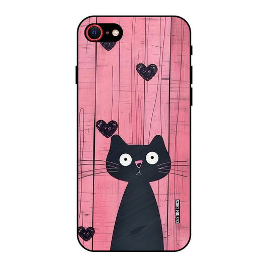 Cute Black Cat iPhone SE 2020 Mobile Back Cover - Cute PrintShield Case