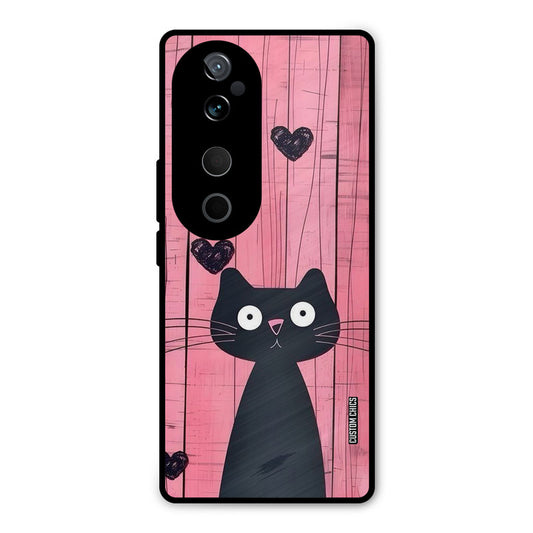 Cute Black Cat Vivo V40 Mobile Back Cover - Cute PrintShield Case