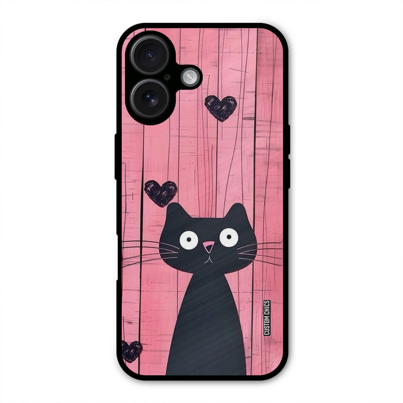 Cute Black Cat iPhone 16 Plus Mobile Back Cover - Cute PrintShield Case