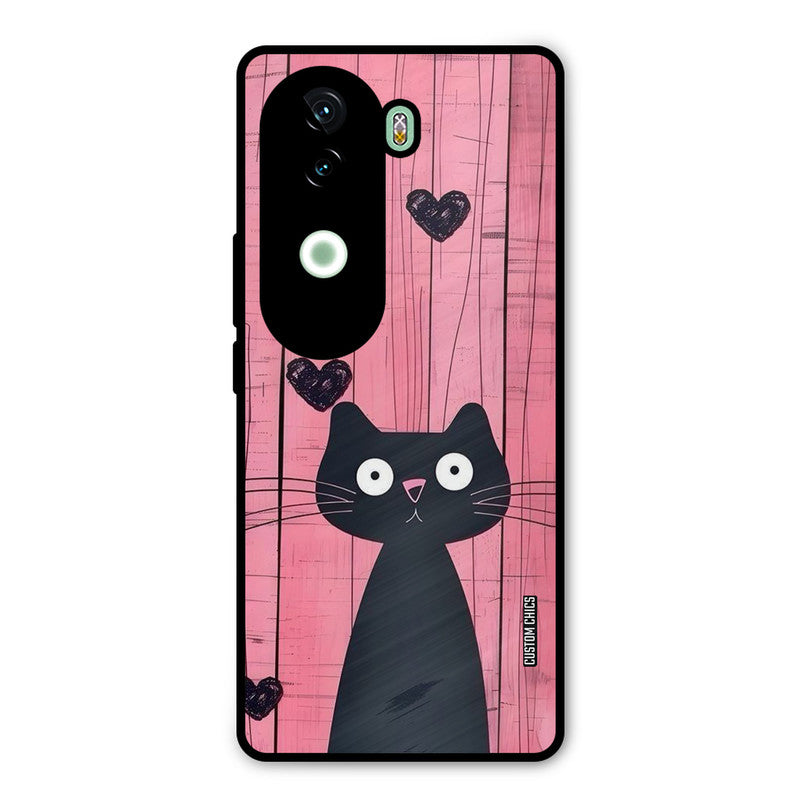 Cute Black Cat Vivo V40e Mobile Back Cover - Cute PrintShield Case