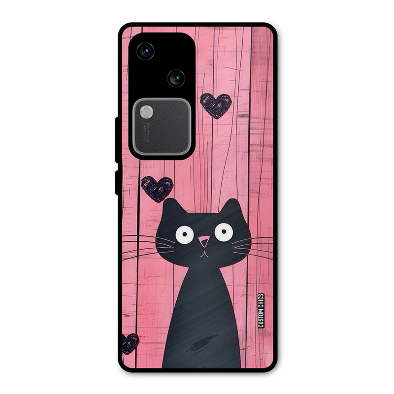 Cute Black Cat Vivo V30 Mobile Back Cover - Cute PrintShield Case