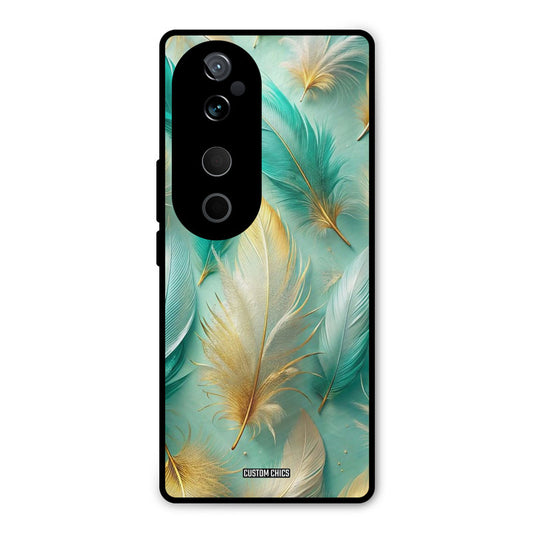 Cute Feather Vivo V40 Mobile Back Cover - Aesthetic PrintShield Case