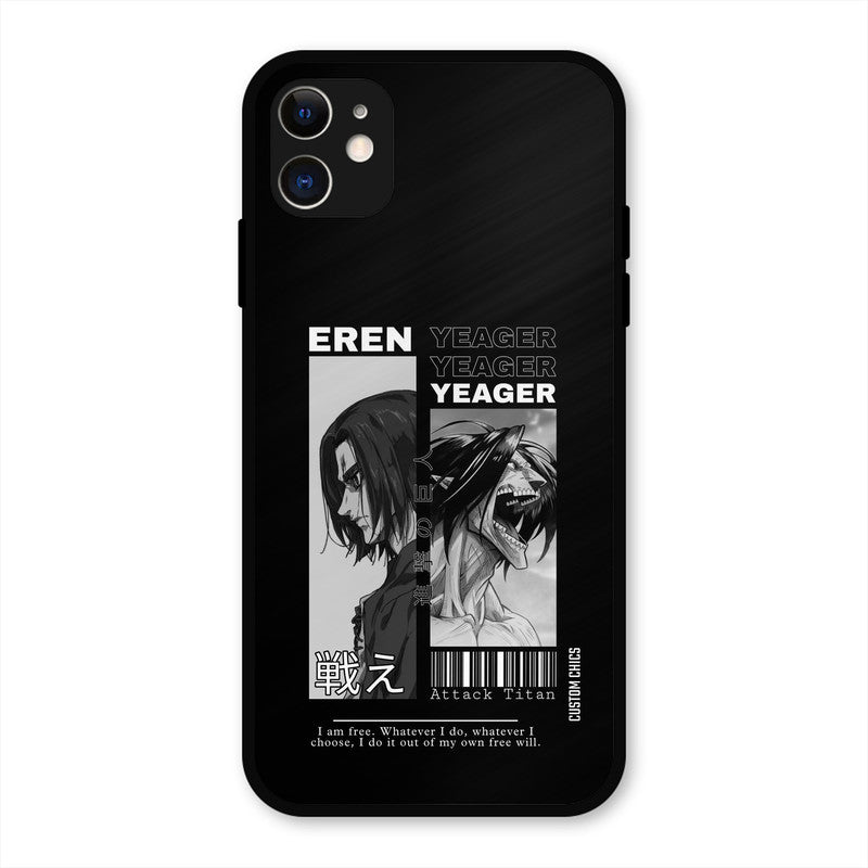Eren Yeager Black iPhone 11 Mobile Back Cover - Anime PrintShield Case