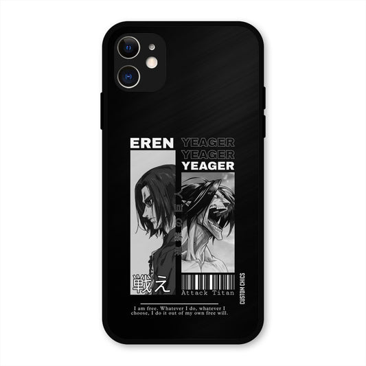 Eren Yeager Black iPhone 11 Mobile Back Cover - Anime PrintShield Case