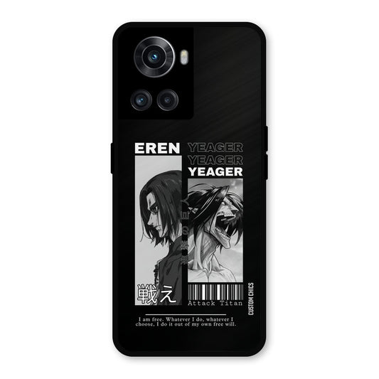 Eren Yeager Black OnePlus 10R Mobile Back Cover - Anime PrintShield Case