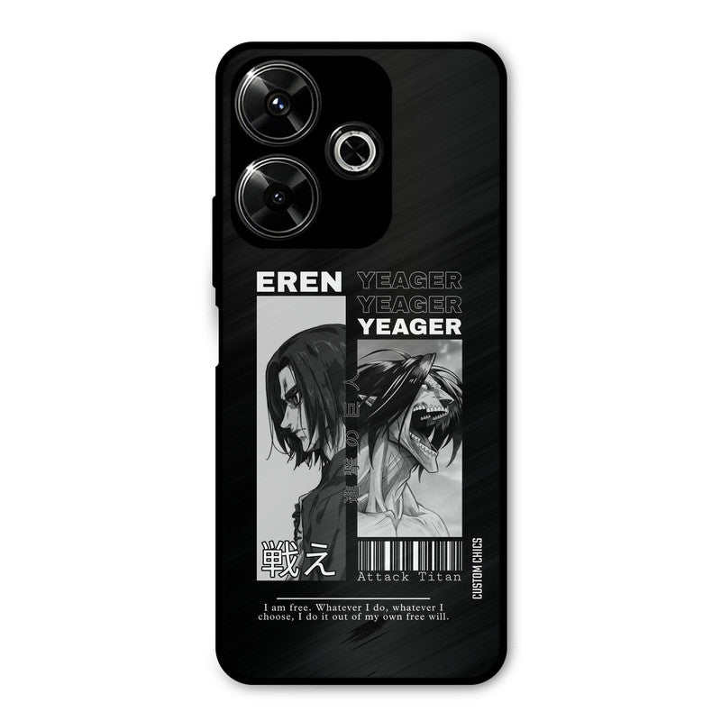 Eren Yeager Black Redmi 13 5G Mobile Back Cover - Anime PrintShield Case