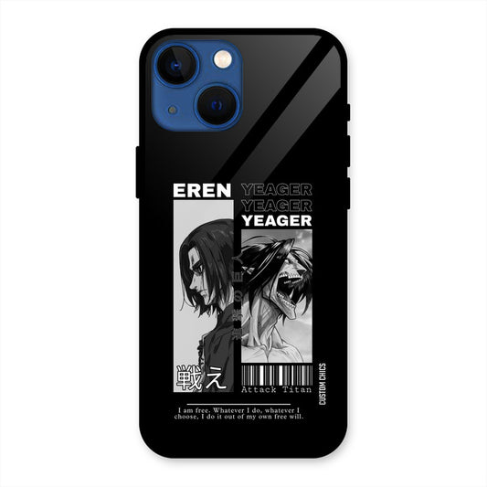 Eren Yeager Black iPhone 13 Mini Mobile Back Cover - Anime PrintShield Case