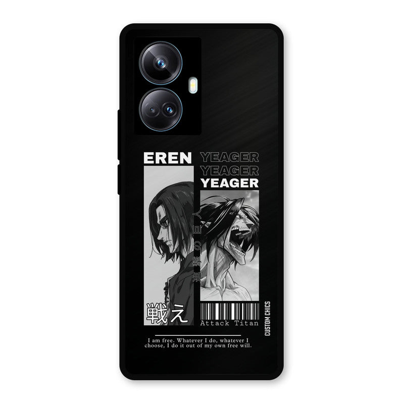 Eren Yeager Black Realme 10 Pro Plus Mobile Back Cover - Anime PrintShield Case