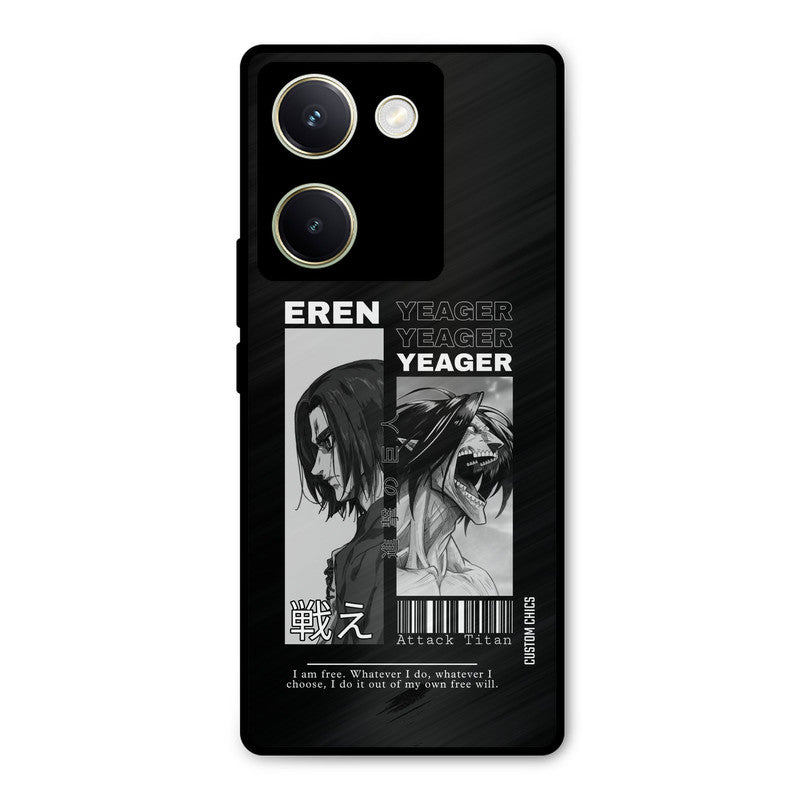 Eren Yeager Black Vivo Y200 Pro Mobile Back Cover - Anime PrintShield Case