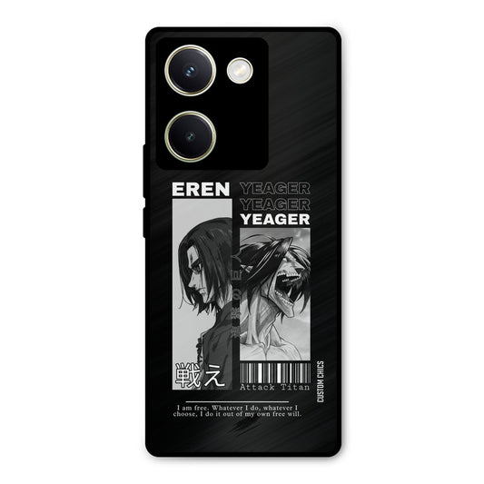 Eren Yeager Black Vivo Y200 Pro Mobile Back Cover - Anime PrintShield Case