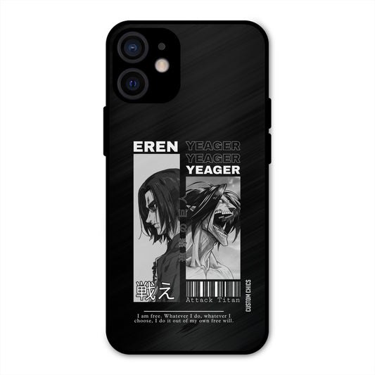 Eren Yeager Black iPhone 12 Mini Mobile Back Cover - Anime PrintShield Case
