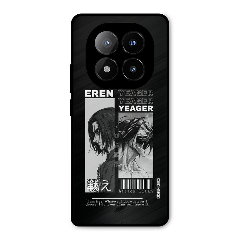 Eren Yeager Black Redmi Note 14 Pro Plus 5G Mobile Back Cover - Anime PrintShield Case