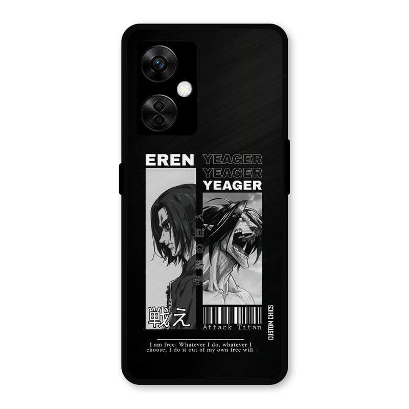 Eren Yeager Black OnePlus Nord CE 3 Lite Mobile Back Cover - Anime PrintShield Case