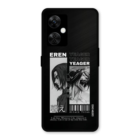 Eren Yeager Black OnePlus Nord CE 3 Lite Mobile Back Cover - Anime PrintShield Case