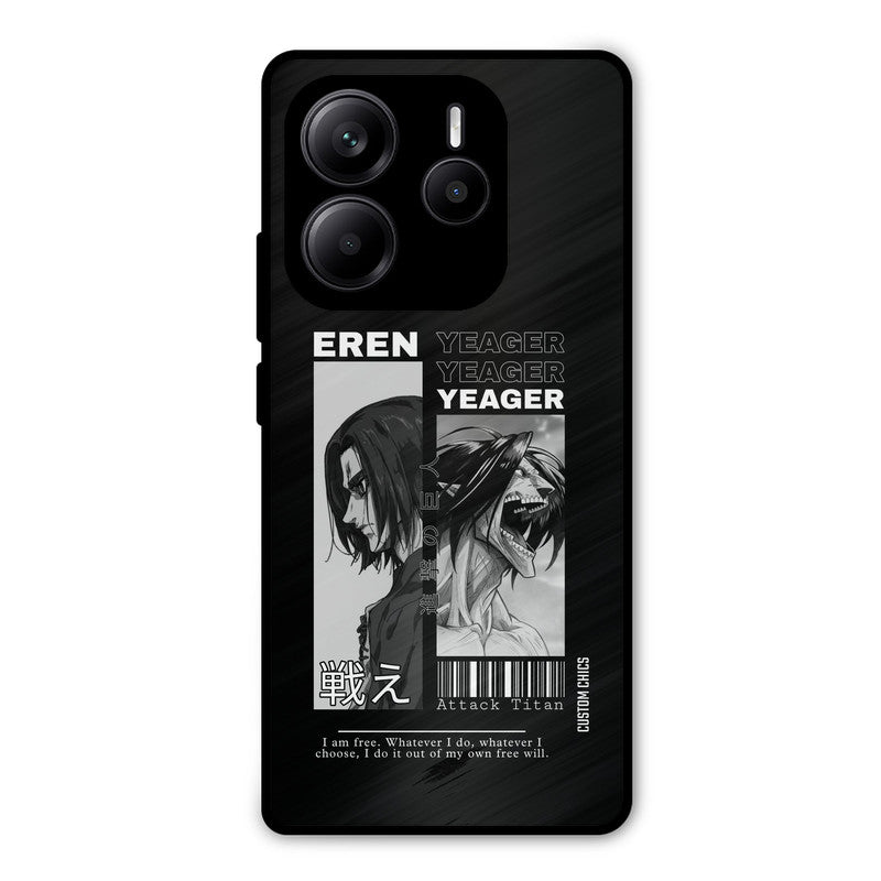Eren Yeager Black Redmi Note 14 Mobile Back Cover - Anime PrintShield Case