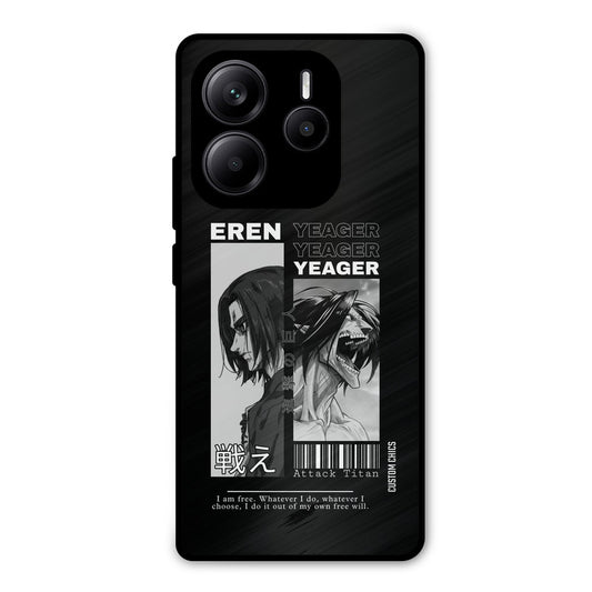 Eren Yeager Black Redmi Note 14 Mobile Back Cover - Anime PrintShield Case