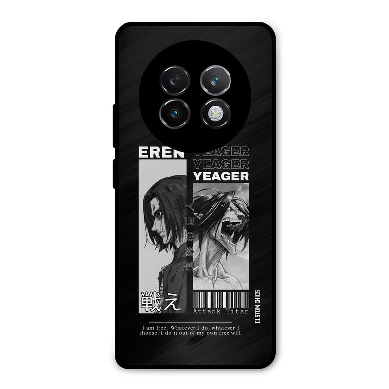 Eren Yeager Black Realme 13 Plus Mobile Back Cover - Anime PrintShield Case