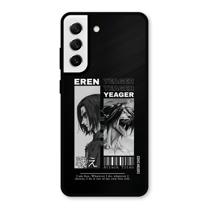 Eren Yeager Black Samsung Galaxy S21 FE 5G Mobile Back Cover - Anime PrintShield Case