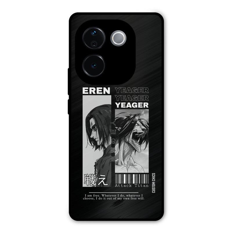 Eren Yeager Black iQOO Z9s Pro Mobile Back Cover - Anime PrintShield Case